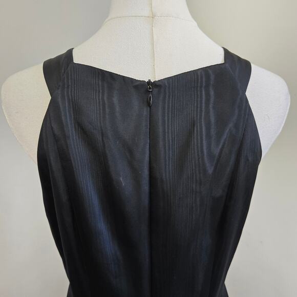 David Meister Vtg 90s Retro Classic Black Taffeta Velvet Bow Black Midi Dress 8 - Picture 5 of 12